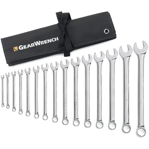 Jeu de cl&eacute;s longues &agrave; coupe &agrave; 12 pans avec pochette &agrave; outils roulable, Combinaison, 15 morceaux, Imp&eacute;rial The Estey Group