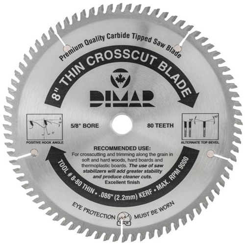 Lame de scie industrielle - coupe en travers &agrave; voie &eacute;troite, 8", 80 dents, Pour Bois The Estey Group