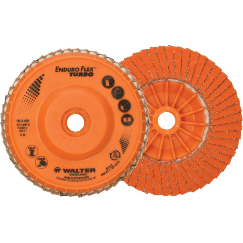 Enduro-Flex Turbo Flap Disc, 4-1/2" x 5/8"-11, Type 27S, 80 Grit, Ceramic The Estey Group