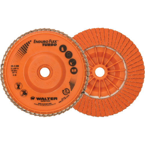 Disque &agrave; lamelles Enduro-Flex Turbo, 5" x 5/8"-11, Type 27S, Grain 80, C&eacute;ramique The Estey Group