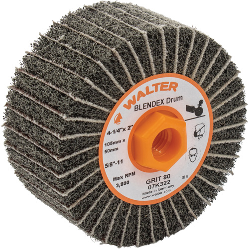 ALLSTEEL Two-In-One Finishing Drums, 4-1/4" Dia. x 2" W, 5/8"-11 Arbor, 80 Grit The Estey Group