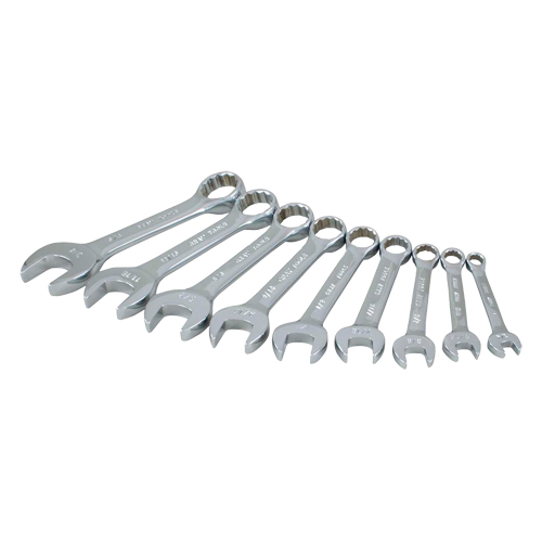Stubby Wrench Set, Combination, 9 Pieces, Imperial The Estey Group
