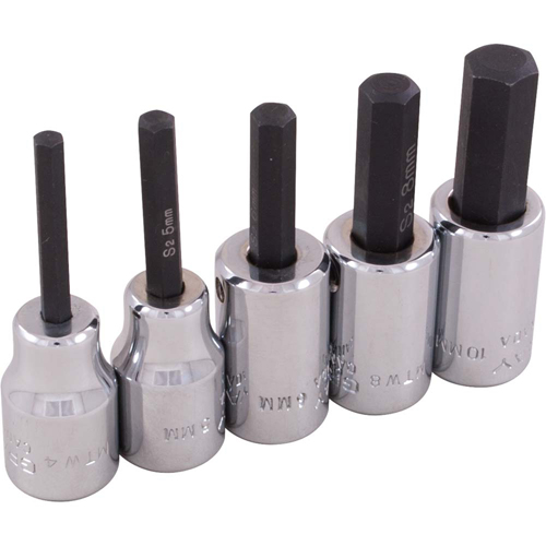 Hex Head Socket Set, Hex, 3/8" Drive, 5 Pcs The Estey Group