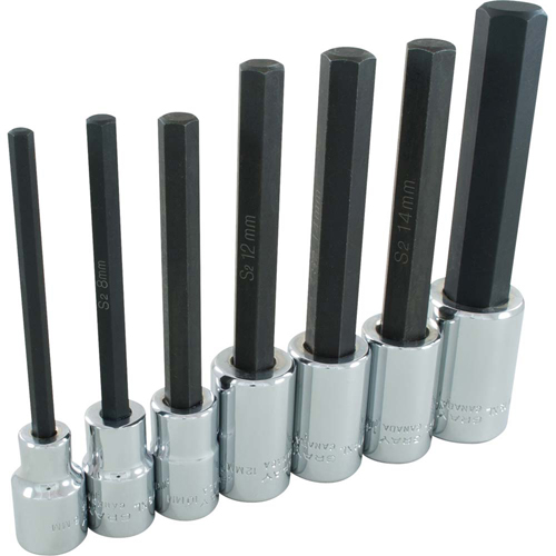 Extra Long Hex Head  Socket Set, Hex, 1/2" Drive, 7 Pcs The Estey Group