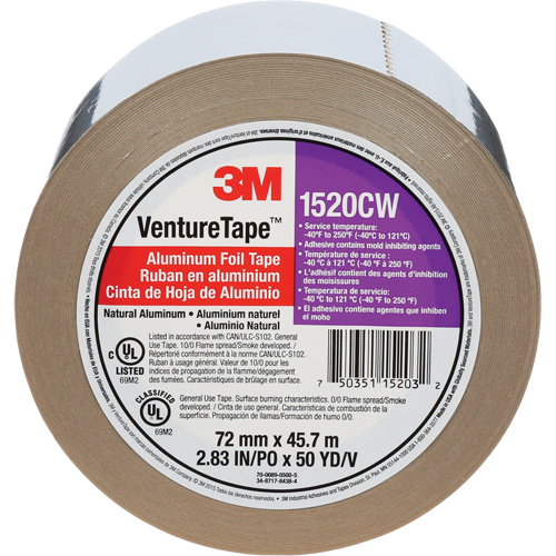 Ruban en aluminium Venture Tape, &eacute;paisseur 1,8 mils, 72 mm (3") x 45,7 m (150') The Estey Group