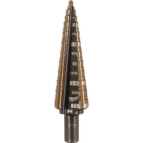 Step Drill Bit, 3/16"/#4 - 7/8"/#4 , 1/32" Increments, High Speed Cobalt The Estey Group