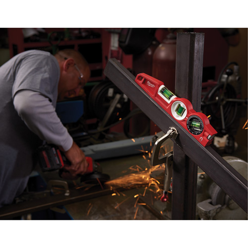 Die Cast Torpedo Level with 360 Degree Locking Vial, 10" L, Aluminum, 3 Vials, Magnetic The Estey Group