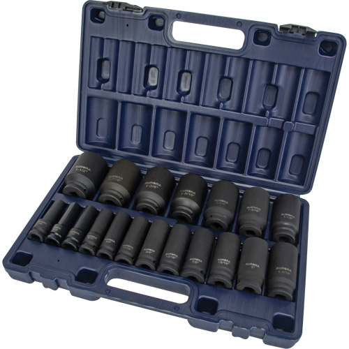 Jeu de douilles SAE, 19 Mcx, Chocs, Prise de 1/2", Profond The Estey Group