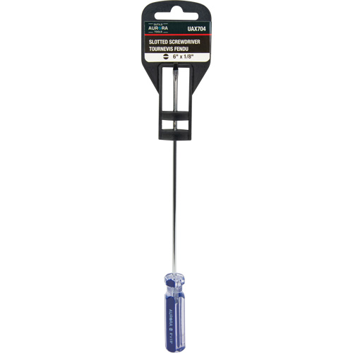 Tournevis &agrave; fente bleu transparent avec bandes, Tige de 1/8", Ronde, Prise en Plastique The Estey Group