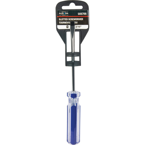 Tournevis &agrave; fente bleu transparent avec bandes, Tige de 3/16", Ronde, Prise en Plastique The Estey Group