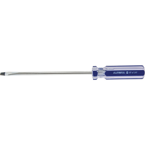 Blue Transparent Striped Slotted Screwdriver, 1/4" Tip, Round, Plastic Handle The Estey Group