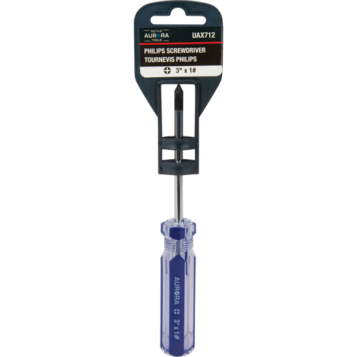 Tournevis Philips bleu transparent avec bandes, #1, Prise Plastique The Estey Group