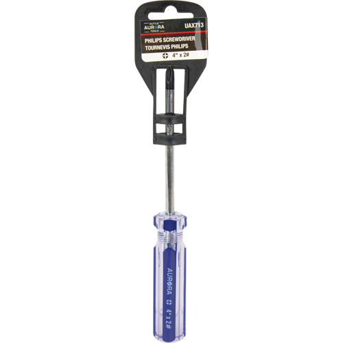 Tournevis Philips bleu transparent avec bandes, #2, Prise Plastique The Estey Group