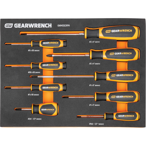 Phillips&reg; Dual Material Screwdriver Set in Foam Storage Tray, 9 Pcs. The Estey Group