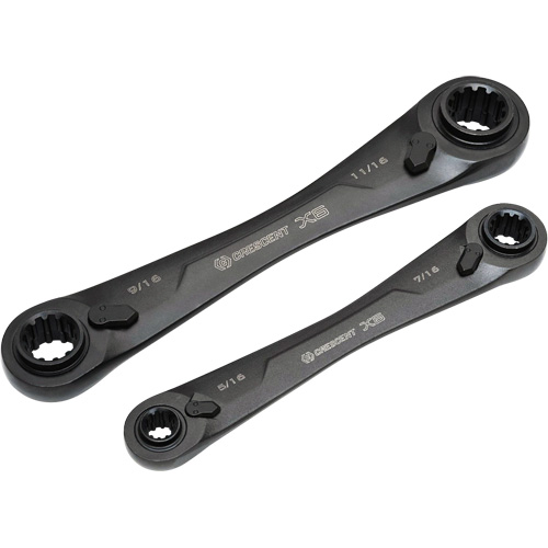 X6 4-in-1 Black Oxide Spline Ratcheting SAE Wrench Set, 2 Pieces, Imperial The Estey Group