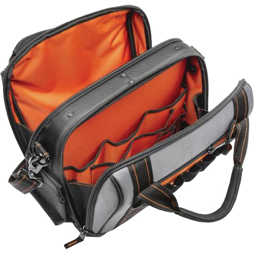 Sac ouvert de 14" pour outils d'ouvrier, Polyester, 32 pochettes, Noir/Gris The Estey Group