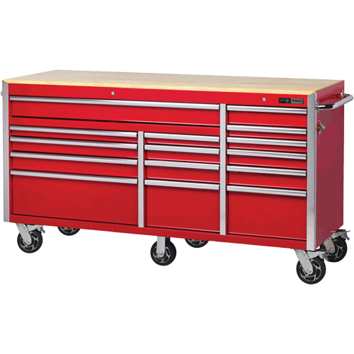 PRC7215 Pro Series Roller Cabinet, 15 Drawers, 72" W x 24" D x Red The Estey Group