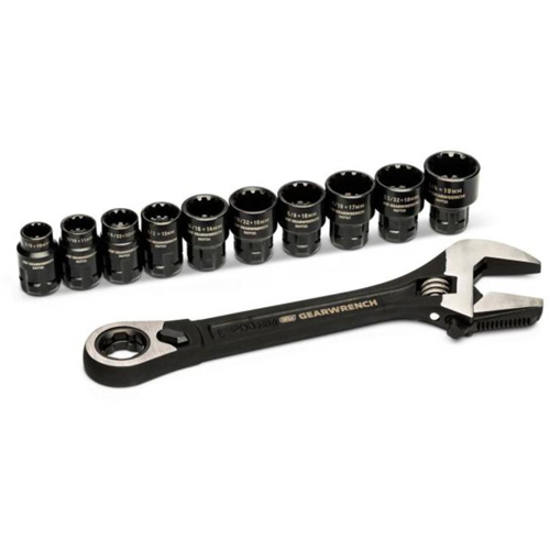 11-Piece Pass-Thru Adjustable Wrench Set, 8" L, 1-1/8" Max Width, Chrome/Polished The Estey Group