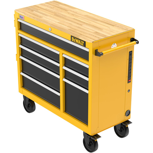 Postes de travail industriel mobile, 8 tiroirs, 40" la x Jaune The Estey Group