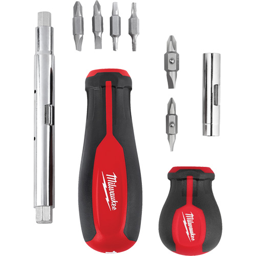 11-in-1 Multi-Bit Screwdriver & 6-in-1 Stubby Multi-Bit Screwdriver Set, 3"/9-4/5" L, Cushion Grip Handle The Estey Group