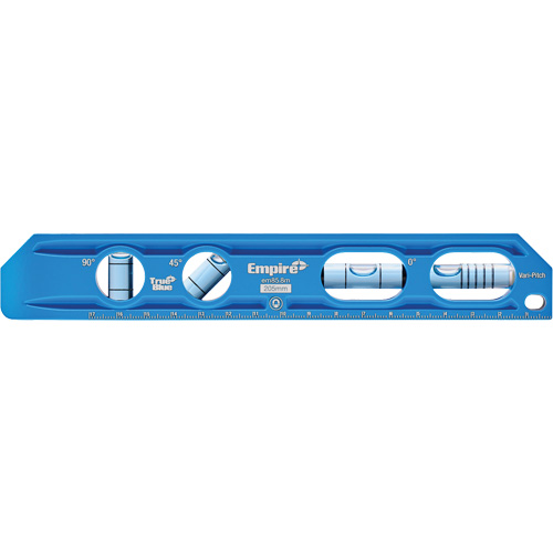 TRUE BLUE&reg; Die Cast Torpedo Level, 8" L, Aluminum, 4 Vials, Magnetic The Estey Group
