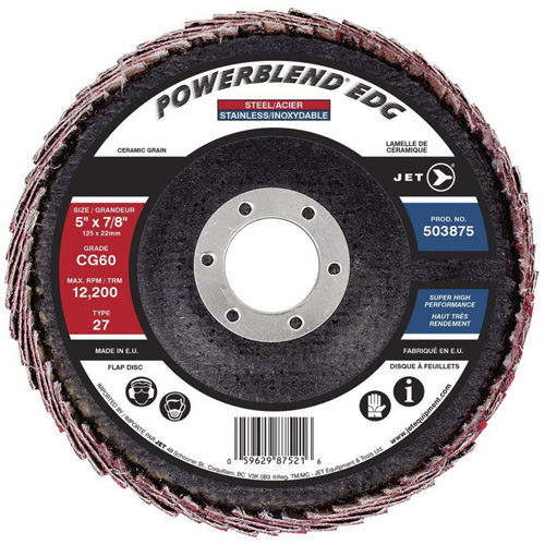 POWERBLEND EDG Curved Edge Flap Disc, 5" x 7/8", Type 27, CG60 Grit, Ceramic The Estey Group