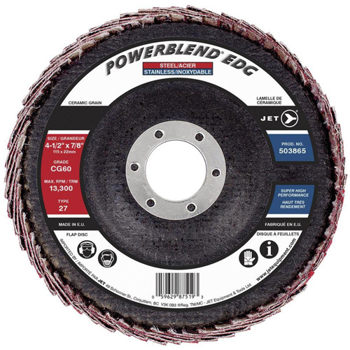 POWERBLEND EDG Flap Disc, 4-1/2" x 7/8", Type 27, CG60 Grit, Ceramic The Estey Group