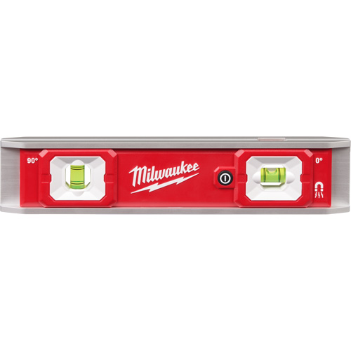 Torpedo Level with Lighted Vials, 9" L, Aluminum, 2 Vials, Magnetic The Estey Group