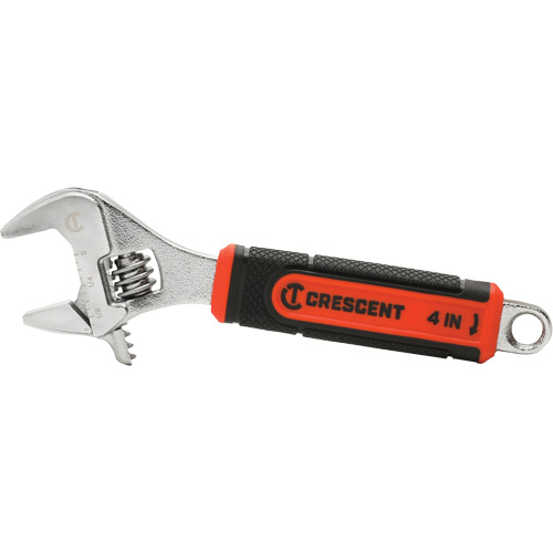 Adjustable Wrench with Quick-Fit Jaw, 4" L, 9/16"/14 mm Max Width, Chrome The Estey Group