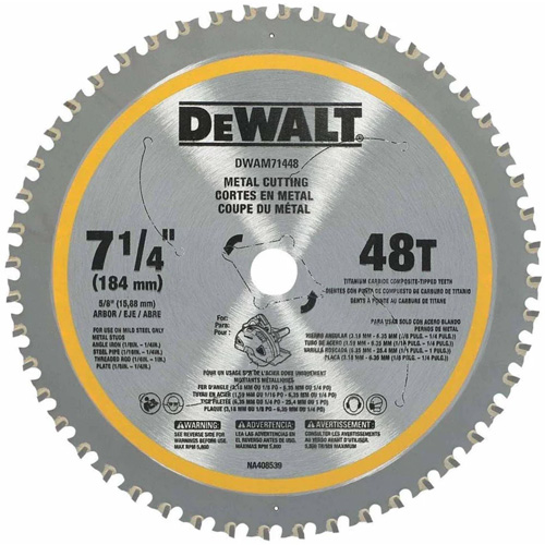 Circular Saw Blade, 7-1/4", 48 Teeth, Metal Use The Estey Group