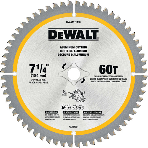 Lame circulaire en acier avec pointes en carbure de tungst&egrave;ne, 7-1/4", 60 dents, Pour Non ferre The Estey Group