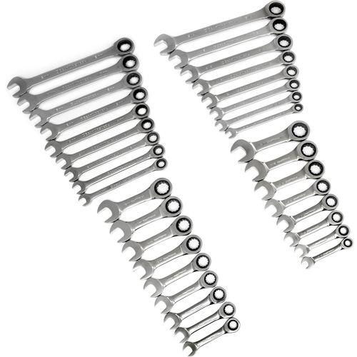 Jeu de cl&eacute;s courtes & standards &agrave; 12 pans et 72 dents, Combinaison &agrave; cliquet, 34 morceaux, Imp&eacute;rial et m&eacute;trique The Estey Group