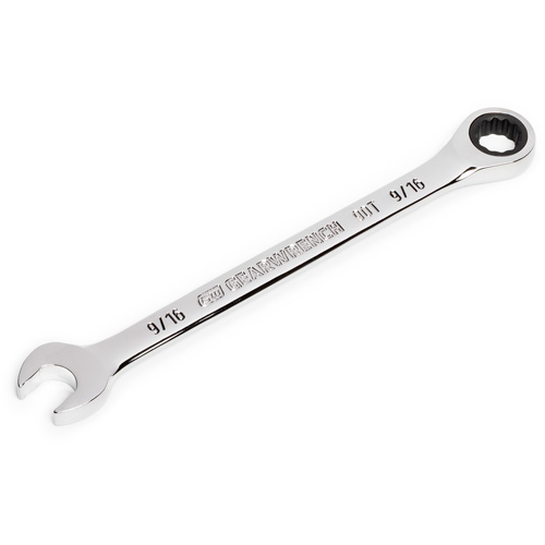 90-Tooth 12 Point Ratcheting Combination Wrench, 12 Point, 9/16", Chrome Finish The Estey Group