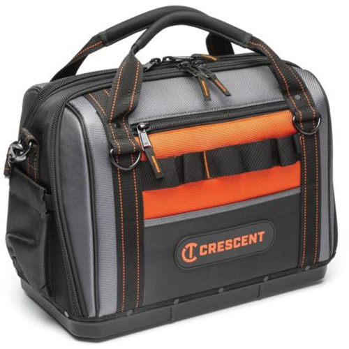 Sac ouvert de 17" pour outils d'ouvrier, Polyester, 3 pochettes, Noir/Gris/Orange The Estey Group