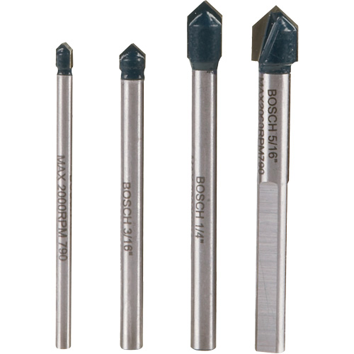 Glass & Tile Drill Bit Set, 4 Pieces, Carbide The Estey Group
