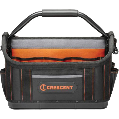 Sac ouvert de 17" pour outils d'ouvrier, Polyester, 25 pochettes, Noir/Orange The Estey Group