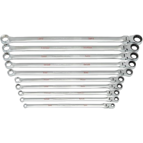 Jeu de cl&eacute;s Gearbox &agrave; t&ecirc;te flexible XL et cannelure universelle 120XP, Cl&eacute; polygonale, 10 morceaux, Imp&eacute;rial The Estey Group