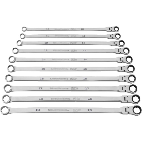 Jeu de cl&eacute;s Gearbox &agrave; t&ecirc;te flexible XL et cannelure universelle 120XP, Cl&eacute; polygonale, 10 morceaux, Imp&eacute;rial The Estey Group