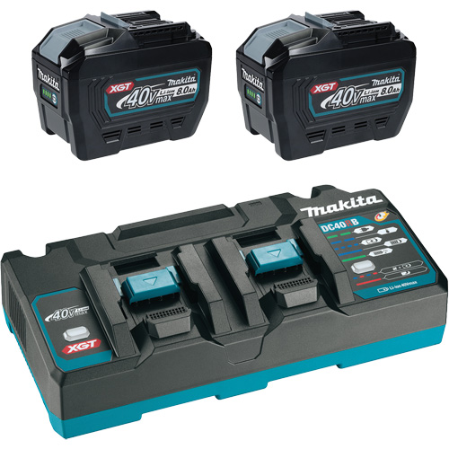 XGT Dual Port Rapid Charger Starter Kit with (2) 8 Ah Batteries, 40 V, Lithium-Ion The Estey Group