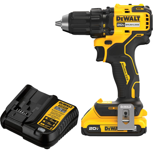 Brushless Cordless Drill/Driver Kit, Lithium-Ion, 20 V, 1/2" Chuck The Estey Group