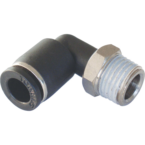 Adaptateur coude m&acirc;le NPT MAXFIT &agrave; raccord instantan&eacute; (push-to-connect), 3/8" x 1/2" dia., Polym&egrave;re PBT The Estey Group