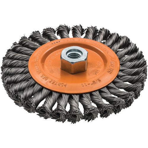 Brosse rotative &agrave; fils nou&eacute;s large, Arbre 5/8"-11, Acier The Estey Group