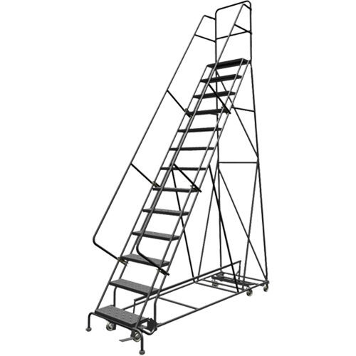 All Directional Rolling Ladder, 13 Steps, 24" Step Width, 130" Platform Height, Steel The Estey Group
