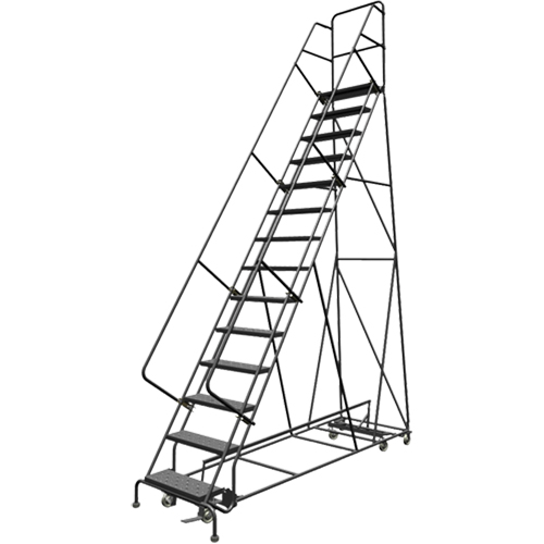All Directional Rolling Ladder, 14 Steps, 24" Step Width, 140" Platform Height, Steel The Estey Group