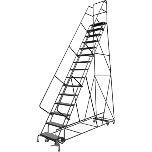 All Directional Rolling Ladder, 15 Steps, 24" Step Width, 150" Platform Height, Steel The Estey Group