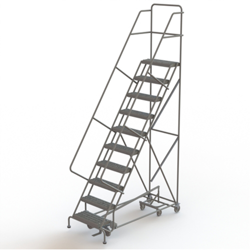 All Directional Rolling Ladder, 10 Steps, 24" Step Width, 100" Platform Height, Steel The Estey Group