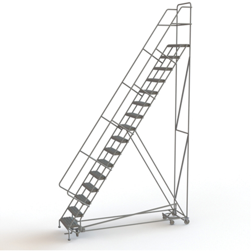 &eacute;chelles roulantes multidirectionnelles, 16 marches, Largeur de la marche 24", Hauteur de la plateforme 160", Acier The Estey Group