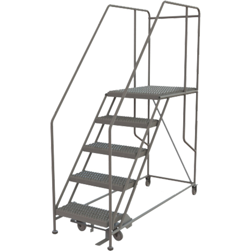 Mobile Work Platform, Steel, 5 Steps, 50" H, 35" D, 24" Step, Serrated The Estey Group