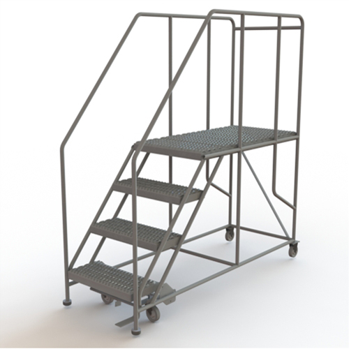Mobile Work Platform, Steel, 4 Steps, 40" H, 47" D, 24" Step, Serrated The Estey Group