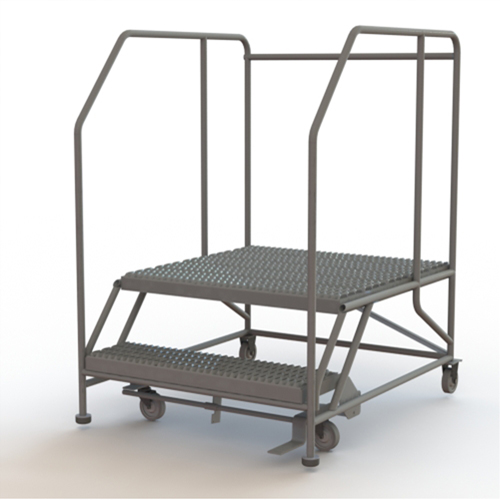 Mobile Work Platform, Steel, 2 Steps, 20" H, 36" D, 36" Step, Serrated The Estey Group